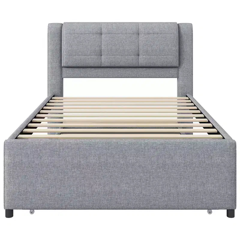 Polsterbettrahmen Twin/Full mit gepolstertem Kopfteil und Ausziehbett