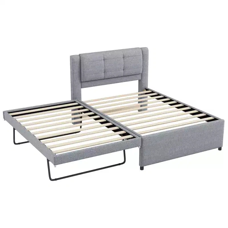 Polsterbettrahmen Twin/Full mit gepolstertem Kopfteil und Ausziehbett
