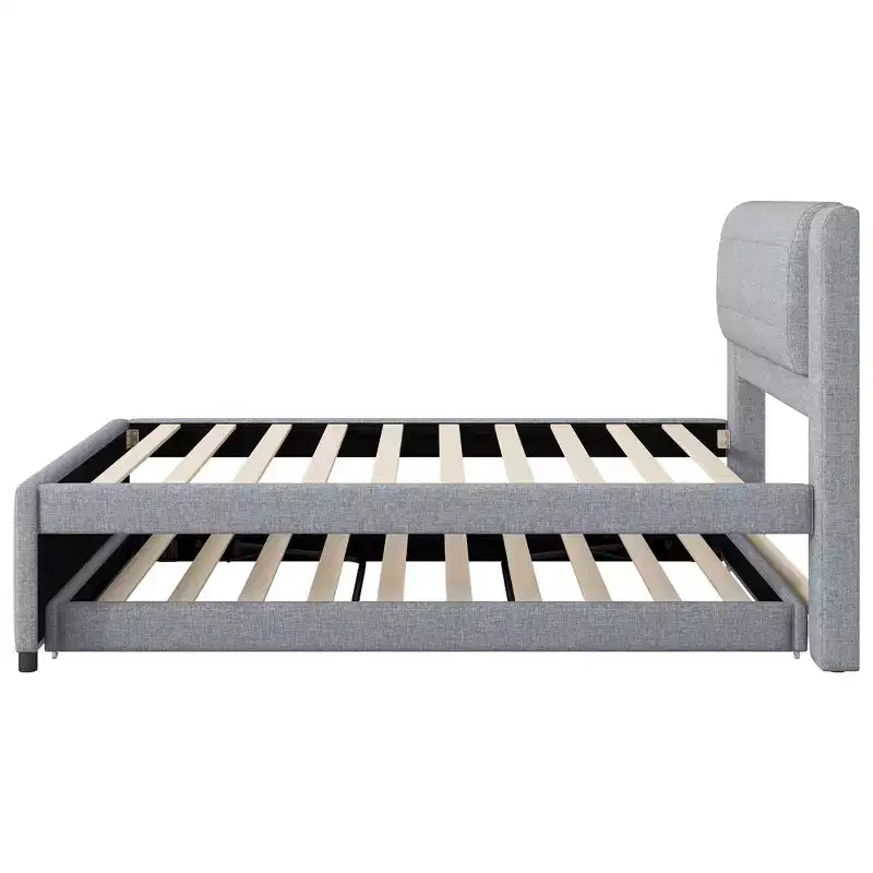 Polsterbettrahmen Twin/Full mit gepolstertem Kopfteil und Ausziehbett