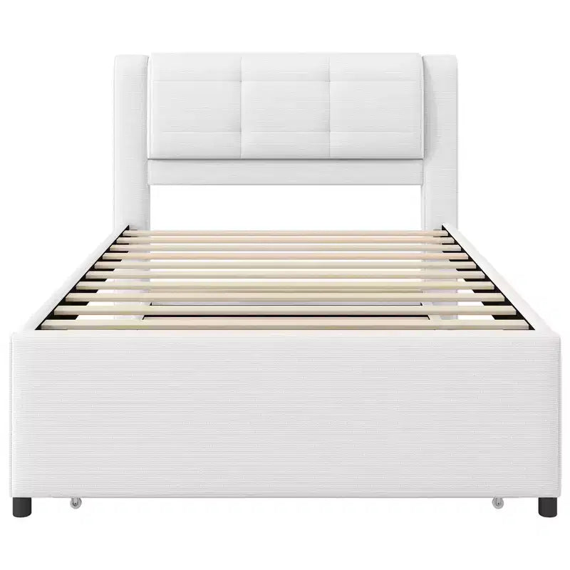 Polsterbettrahmen Twin/Full mit gepolstertem Kopfteil und Ausziehbett
