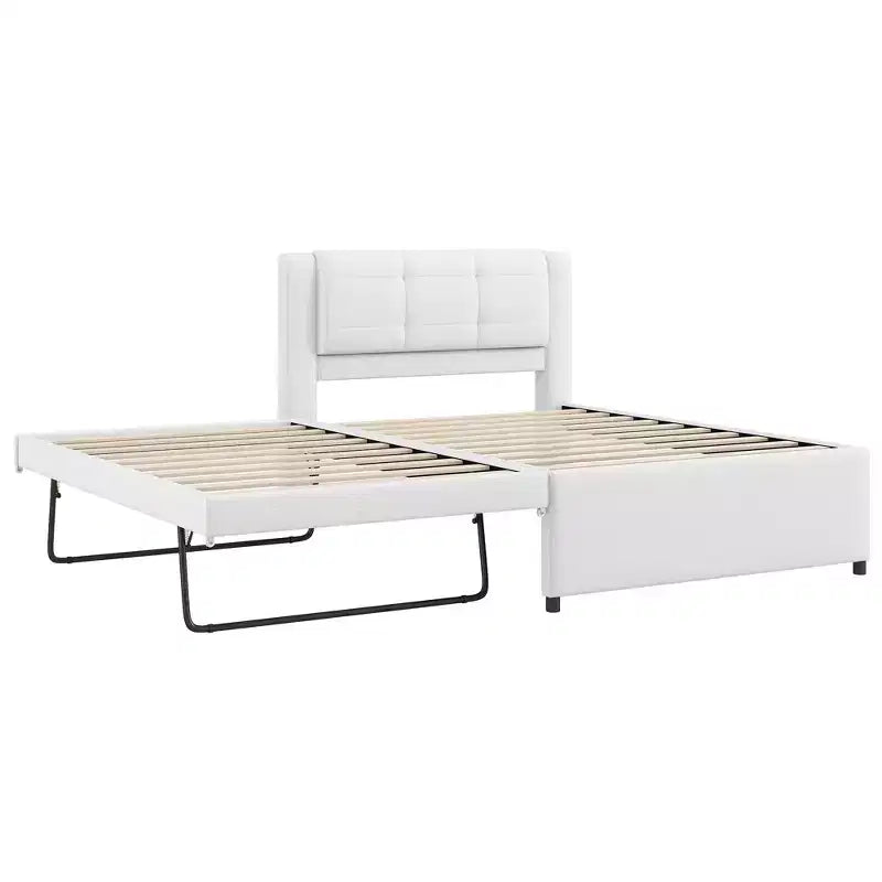 Polsterbettrahmen Twin/Full mit gepolstertem Kopfteil und Ausziehbett