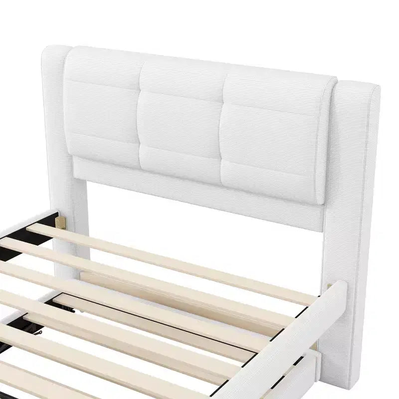 Polsterbettrahmen Twin/Full mit gepolstertem Kopfteil und Ausziehbett