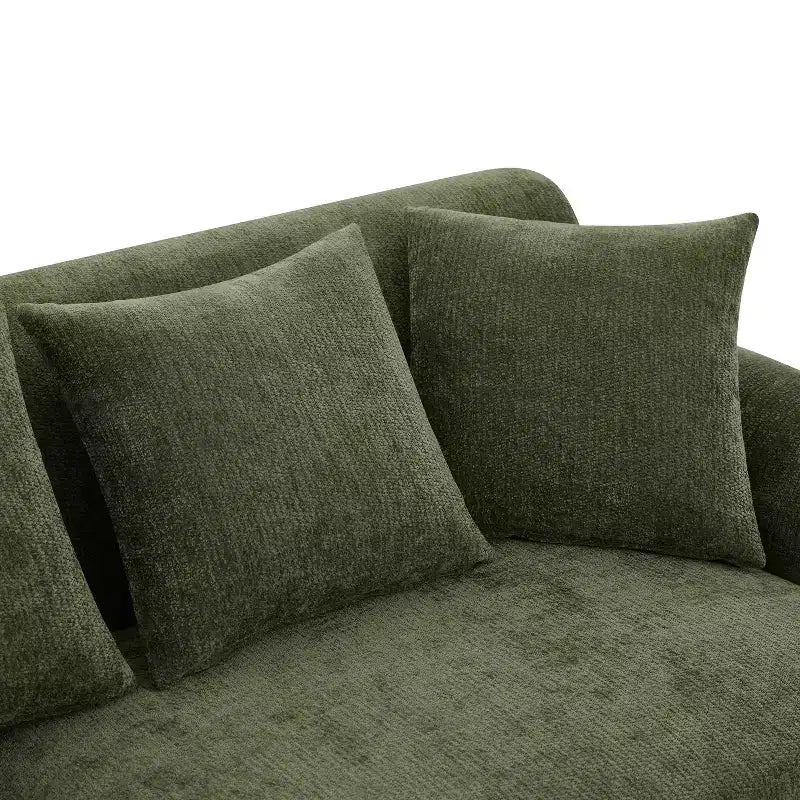 81,5 Polstersofa, Chenille 3-Sitzer Couch mit Kissen und Gummibaumholzbeinen für das Wohnzimmer, Grün
