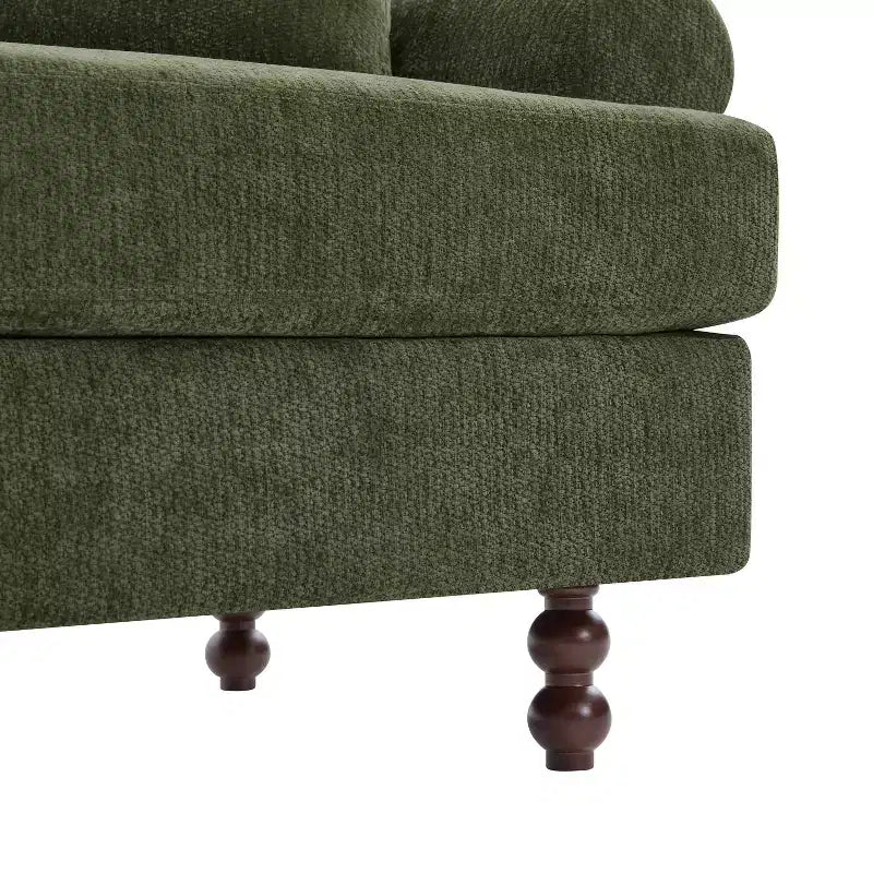 81,5 Polstersofa, Chenille 3-Sitzer Couch mit Kissen und Gummibaumholzbeinen für das Wohnzimmer, Grün