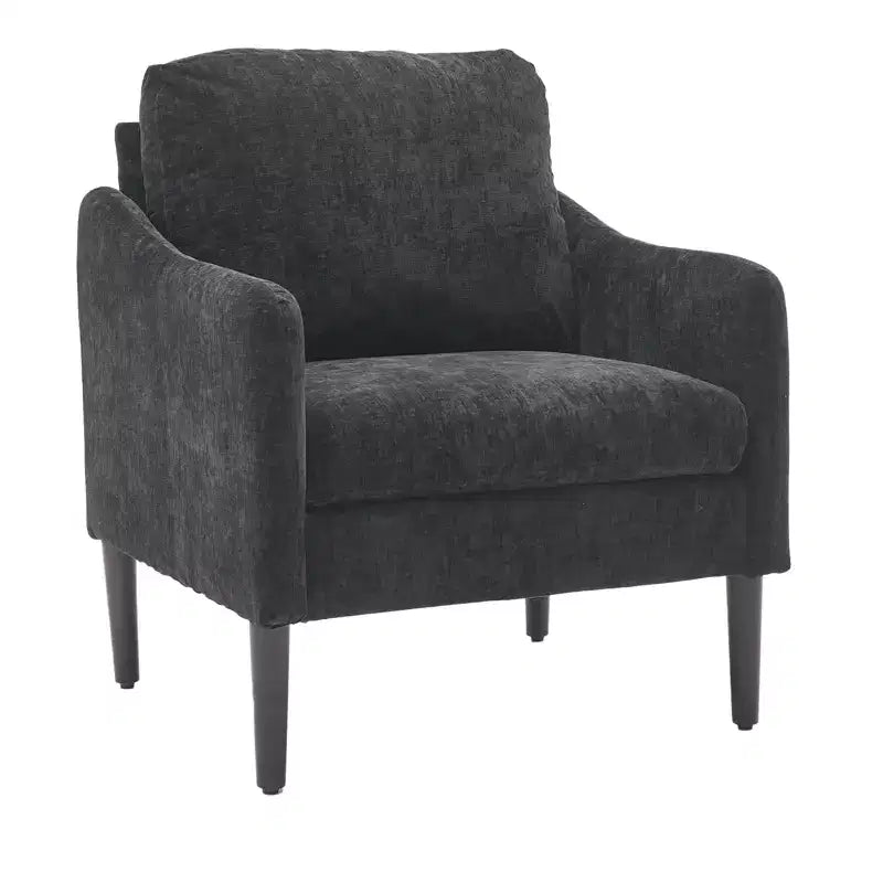 Mid-Century Modern Akzentsessel, 5,5 Zoll dickes Sitzkissen, Chenille-Stoff, geschwungener Armsessel, bequemer Einzelsessel für Schlafzimmer, Wohnzimmer, Büro