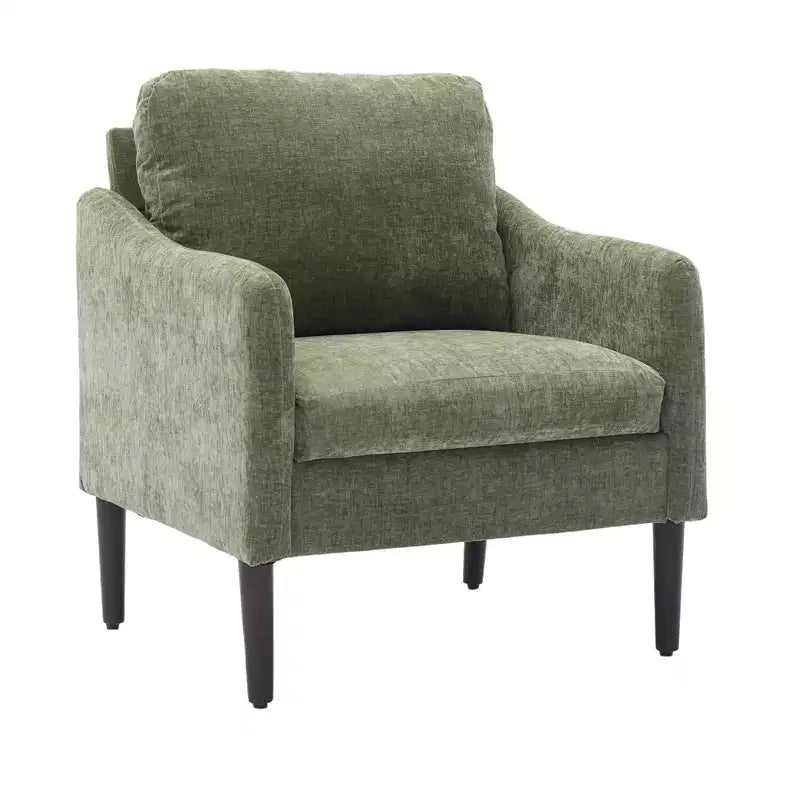 Mid-Century Modern Akzentsessel, 5,5 Zoll dickes Sitzkissen, Chenille-Stoff, geschwungener Armsessel, bequemer Einzelsessel für Schlafzimmer, Wohnzimmer, Büro