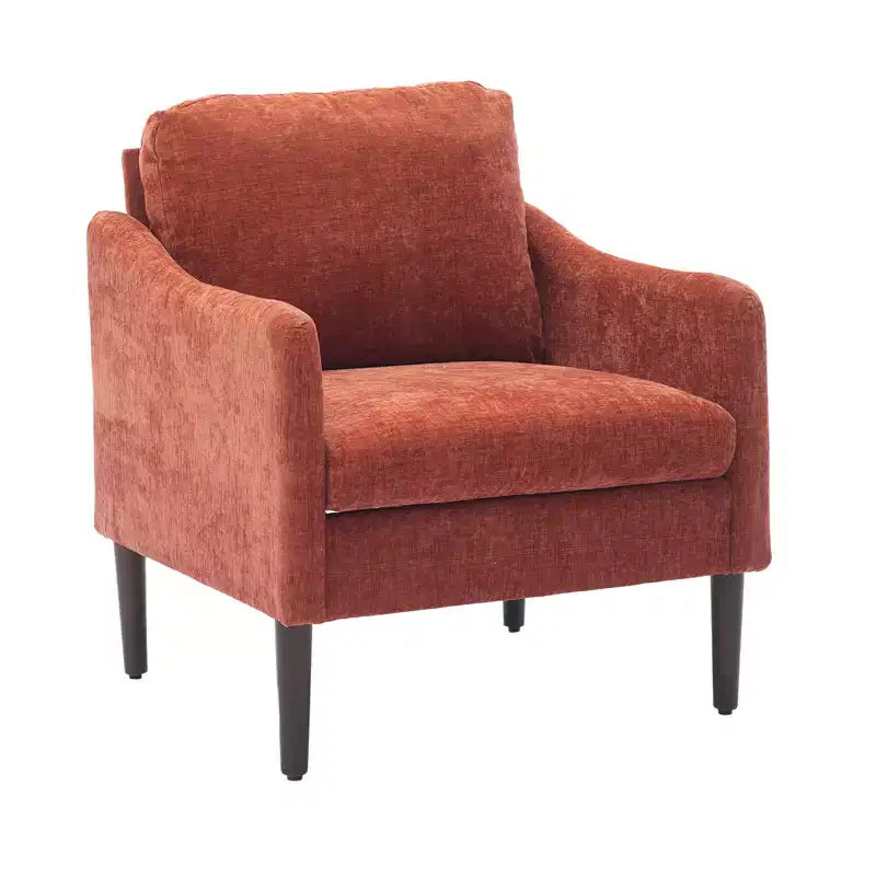 Mid-Century Modern Akzentsessel, 5,5 Zoll dickes Sitzkissen, Chenille-Stoff, geschwungener Armsessel, bequemer Einzelsessel für Schlafzimmer, Wohnzimmer, Büro