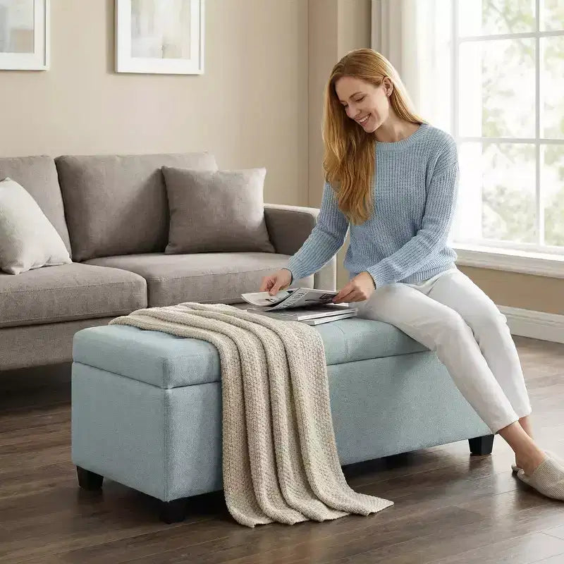 GDFStudio Kingsley Upholstered Tufted Storage Ottoman Bench with Lift Top and Hidden Interior Storage