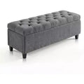 51 Extra Large Storage Ottoman Bench,Supports 660lbs End of Bed Storage Bench with Button-Tufted Upholstery and Safety Close Hinge,Upholstered Bench