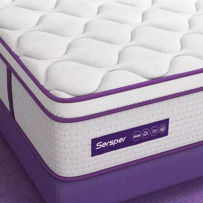 Sersper 10 Euro Top Memory Foam Spring Hybrid Mattress - Compatible with Platform Bed, Box Spring, or Slat Base