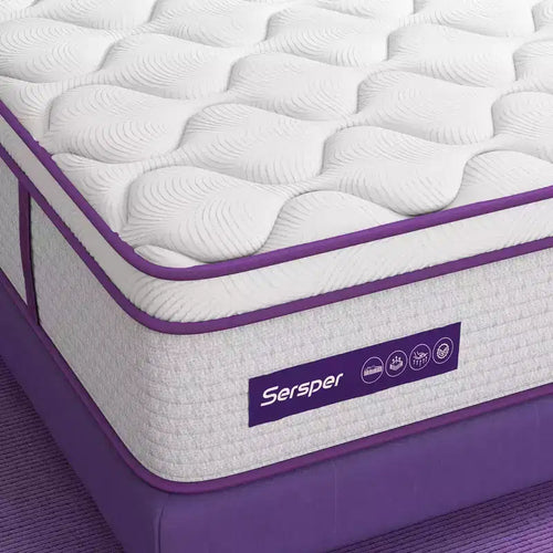 Sersper 10 Euro Top Memory Foam Spring Hybrid Mattress - Compatible with Platform Bed, Box Spring, or Slat Base