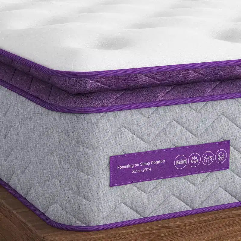 Sersper 8 Pillow Top Memory Foam Spring Hybrid Mattress - Compatible with Platform Bed, Box Spring, or Slat Base