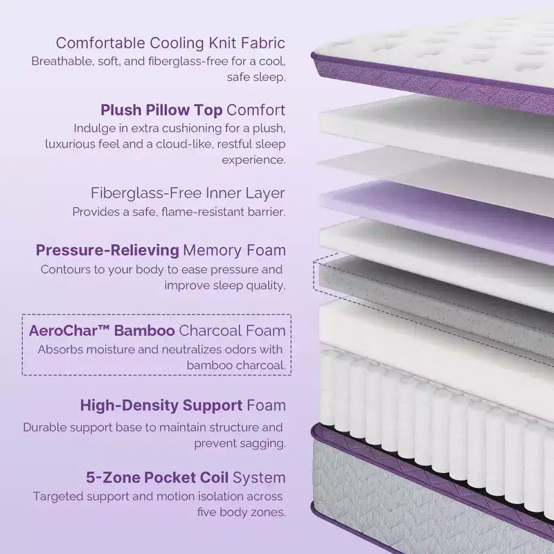 8 Pillow Top Memory Foam Federkern Hybrid Matratze - Kompatibel mit Plattformbett, Boxspring oder Lattenrost