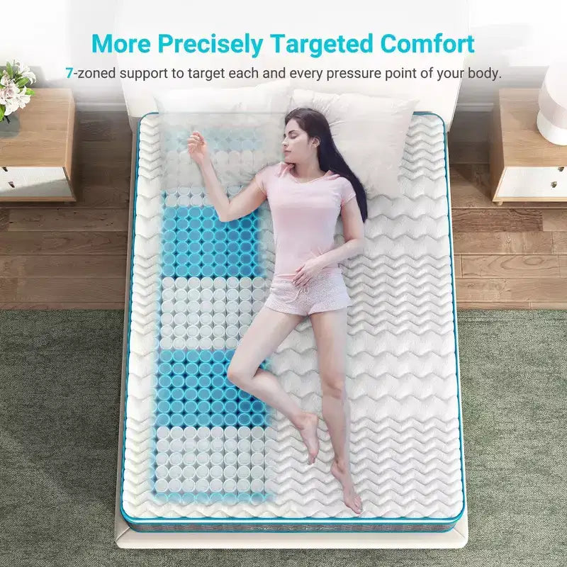 12 atmungsaktive Bambuskohle-Memoryschaum-Hybridmatratze – mittelfest – kompatibel mit Plattformbett, Boxspring oder Lattenrost