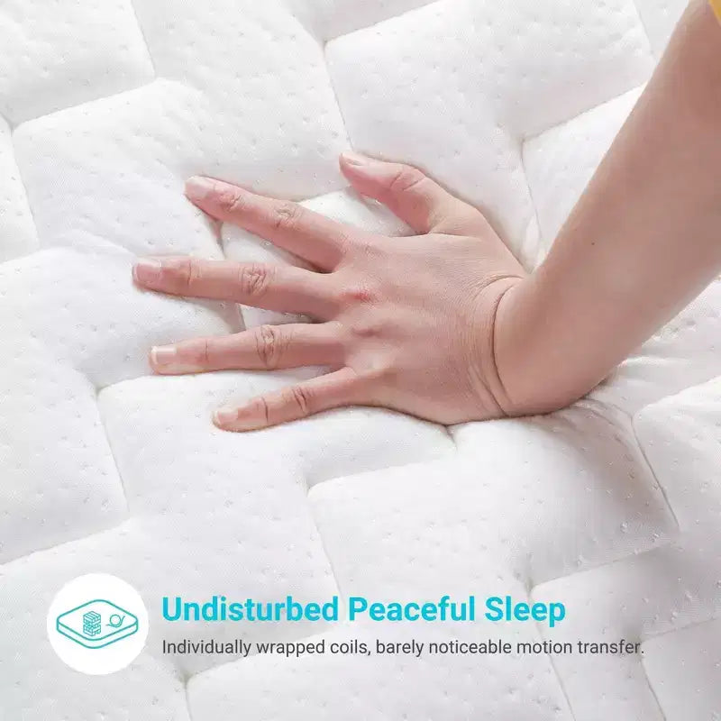 12 atmungsaktive Bambuskohle-Memoryschaum-Hybridmatratze – mittelfest – kompatibel mit Plattformbett, Boxspring oder Lattenrost