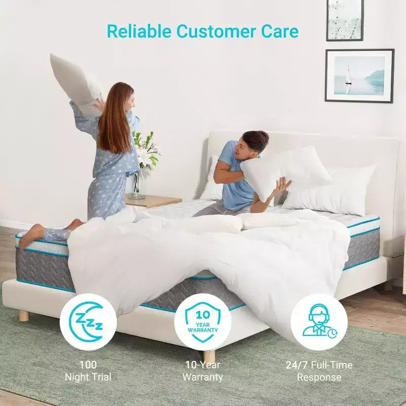 12 atmungsaktive Bambuskohle-Memoryschaum-Hybridmatratze – mittelfest – kompatibel mit Plattformbett, Boxspring oder Lattenrost