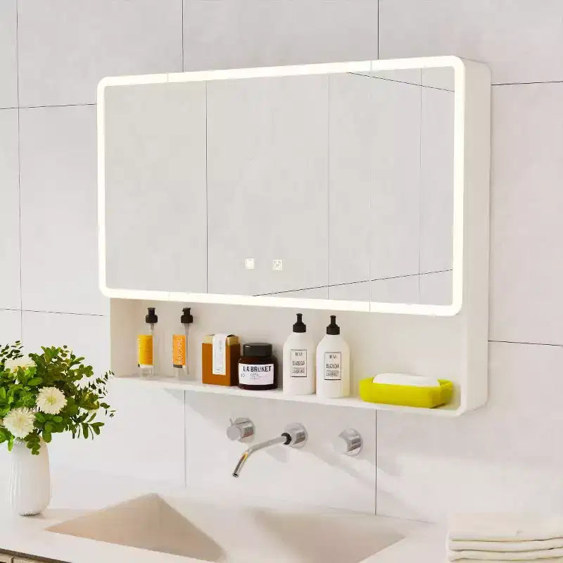 FAMYYT 35 in. W x28 in. H Aluminum Medicine Cabinet with Mirror and Light, Anti-fog, Easy to install