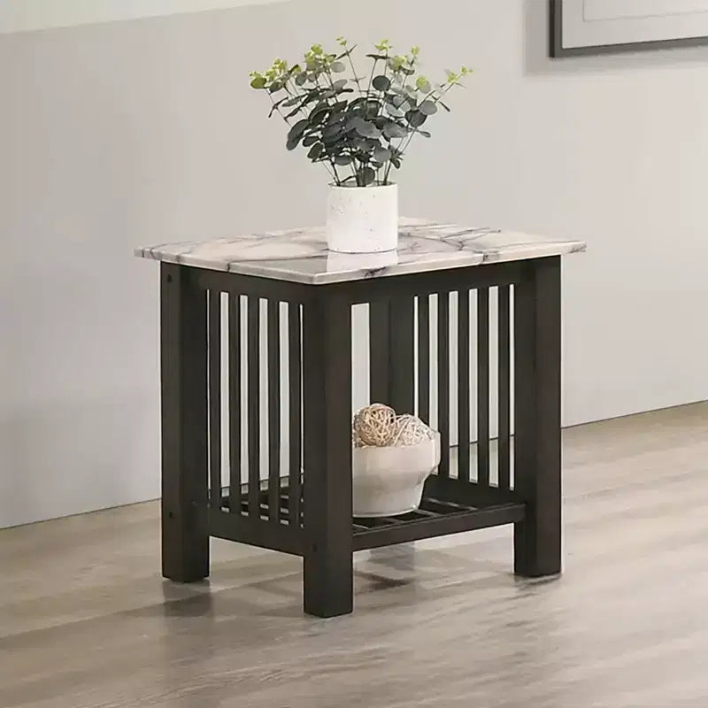 Mason Moderner Holz-Beistelltisch mit Marmor-Imitat-Platte