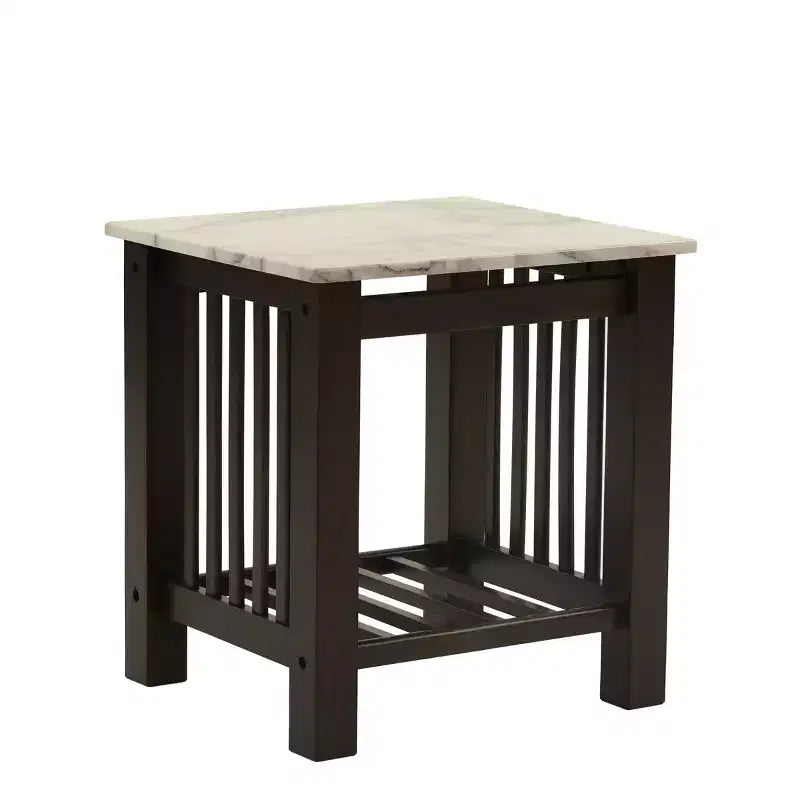 Mason Moderner Holz-Beistelltisch mit Marmor-Imitat-Platte