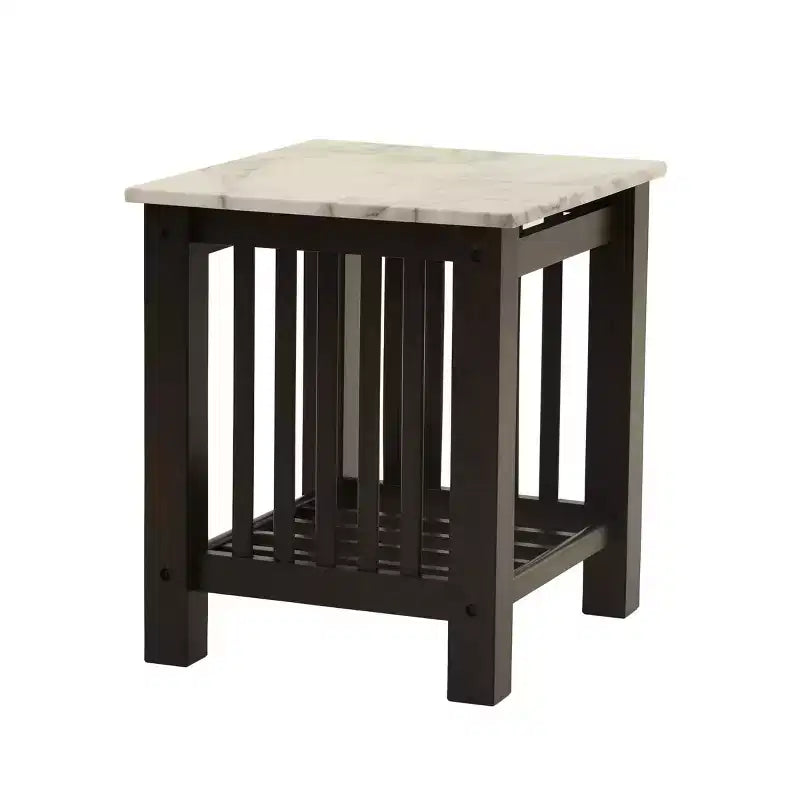 Mason Moderner Holz-Beistelltisch mit Marmor-Imitat-Platte