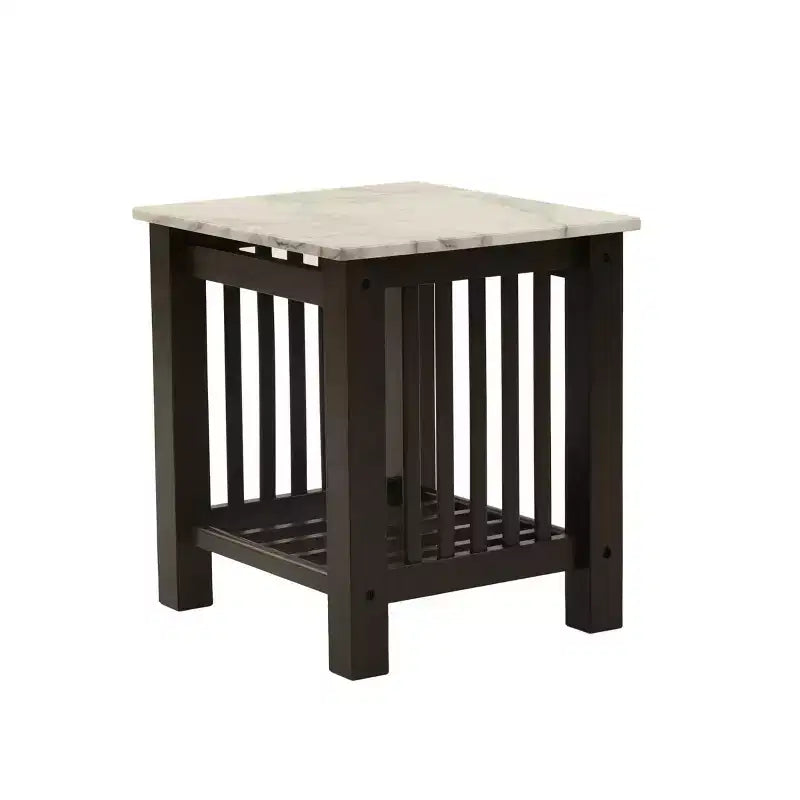 Mason Moderner Holz-Beistelltisch mit Marmor-Imitat-Platte