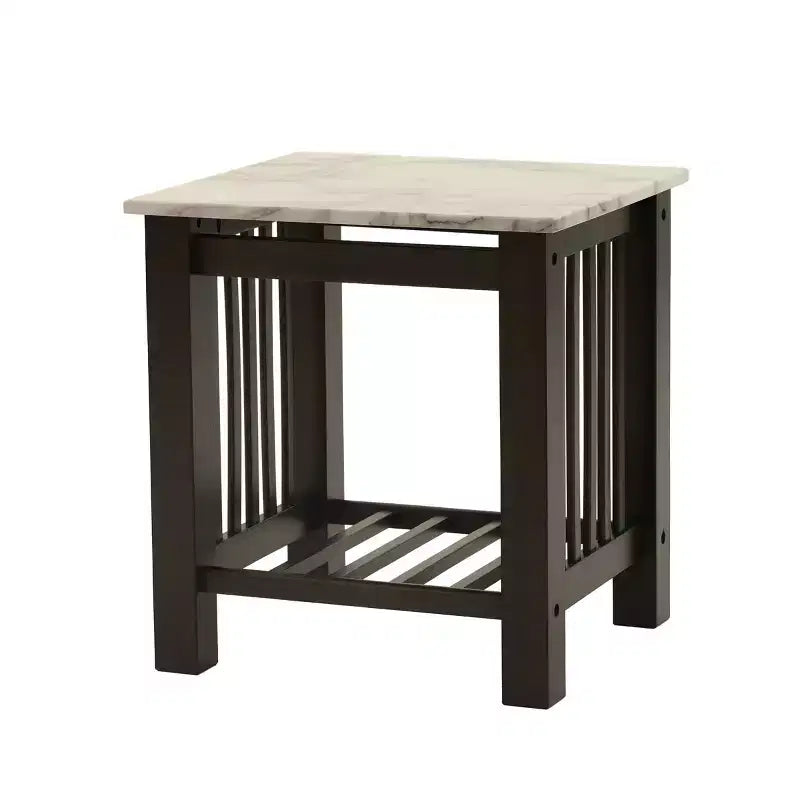 Mason Moderner Holz-Beistelltisch mit Marmor-Imitat-Platte
