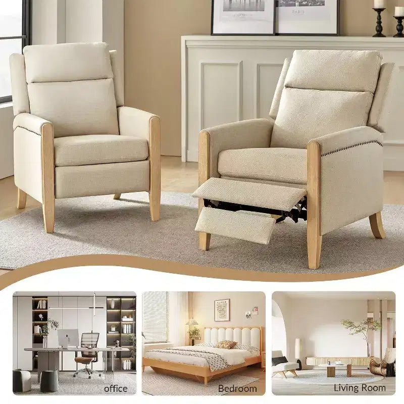 Gepolsterter Relaxsessel mit Push-Back-Funktion - BEIGE