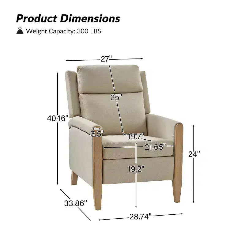 Gepolsterter Relaxsessel mit Push-Back-Funktion - BEIGE