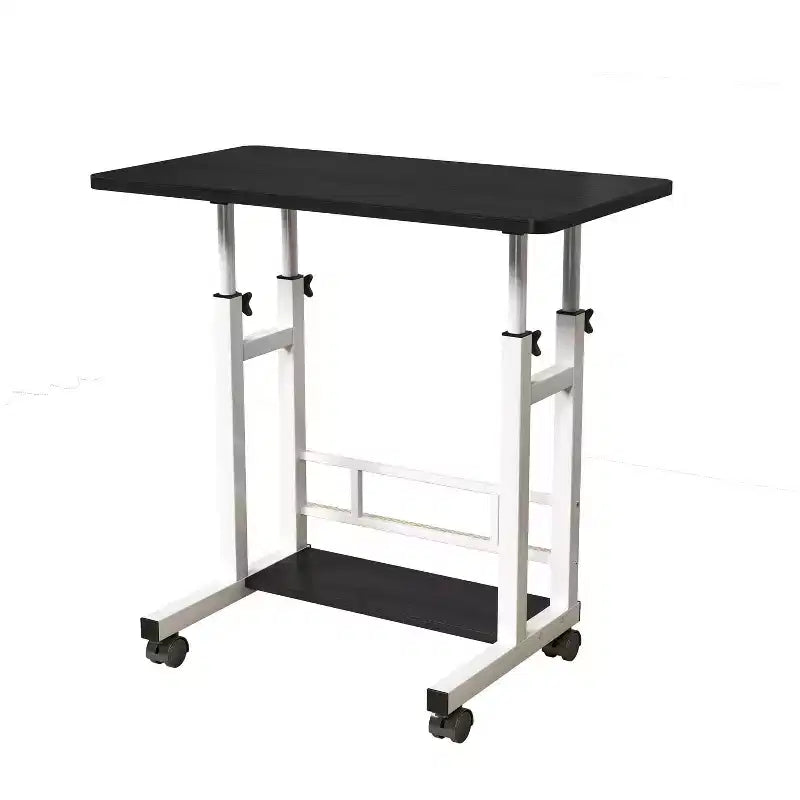Mobile Standing Desk with Wheels C Adjustable Height Rolling Workstation, Lockable Casters & Storage Basket, Finish for Home Office